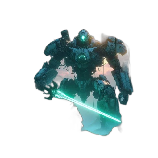 robot, weapon, sword, staff transparent PNG cut-out