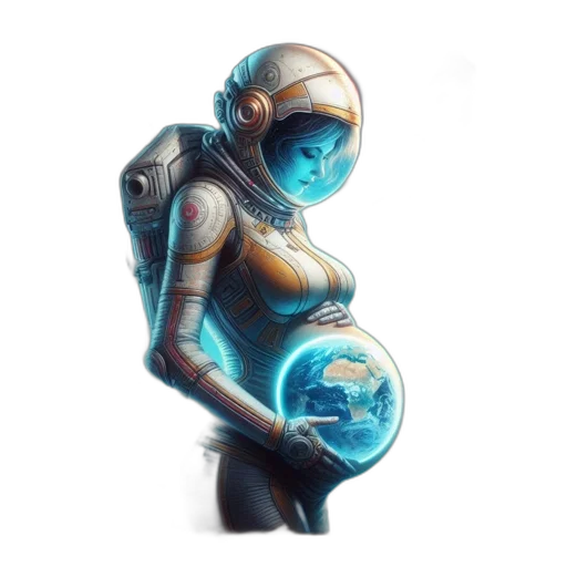 robot, staff, concept art, fantasy art transparent PNG cut-out