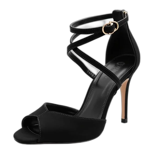 shoes, pair, black, high-heeled transparent PNG cut-out