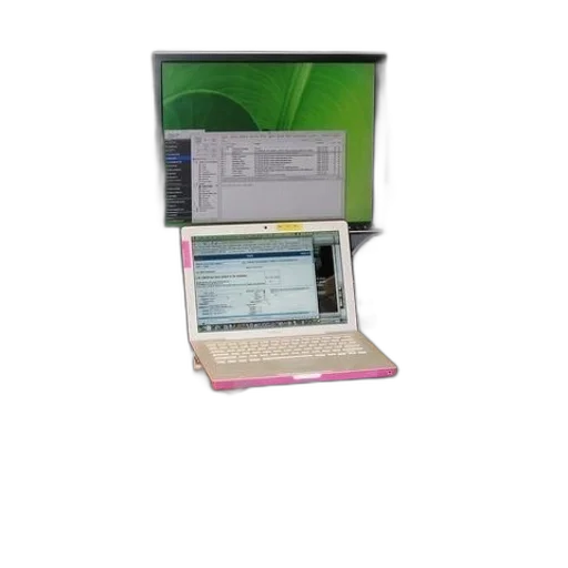 staff, desk, three, monitors transparent PNG cut-out