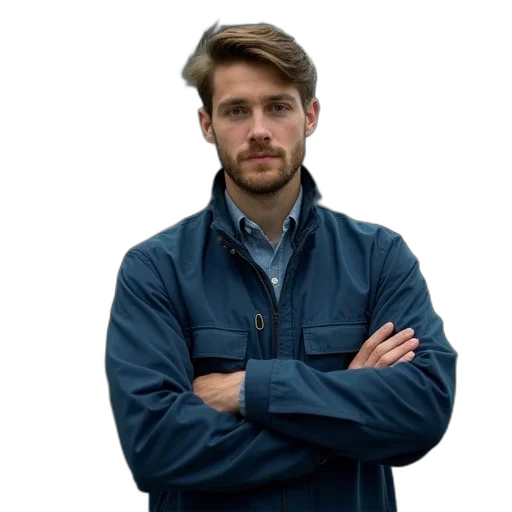 jacket, staff, face, hair transparent PNG cut-out