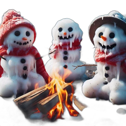 3d render, photorealistic, fire, snow transparent PNG cut-out