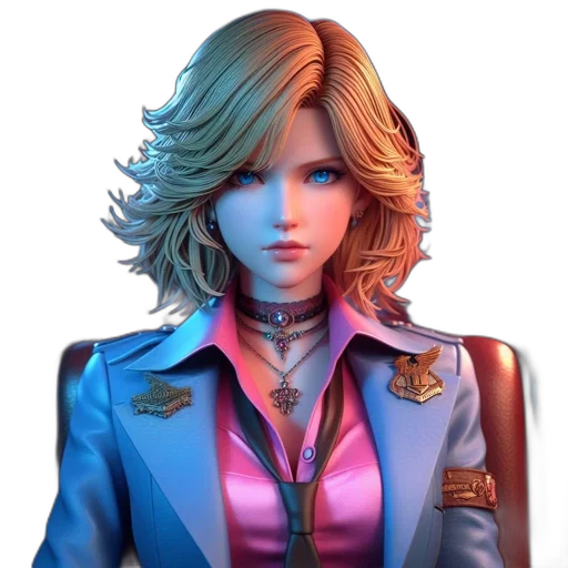 jacket, face, concept art, 3d render transparent PNG cut-out
