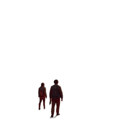 jacket, robot, creature, staff transparent PNG cut-out
