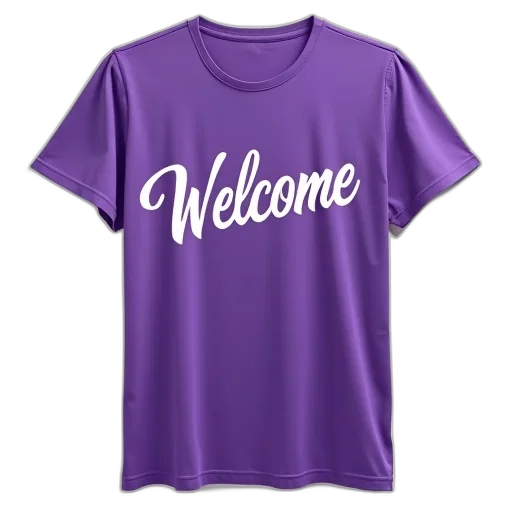 purple, t-shirt, word, welcome transparent PNG cut-out