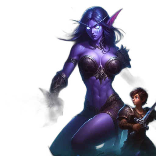 concept art, fantasy art, comic book art, blue transparent PNG cut-out