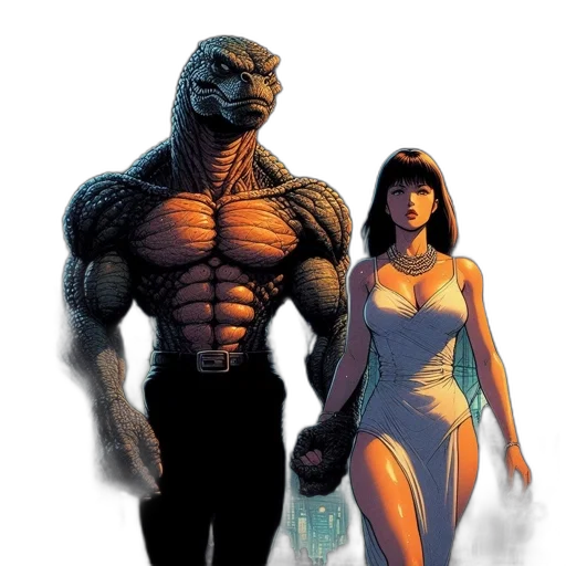 comic book art, concept art, fantasy art, underwater transparent PNG cut-out