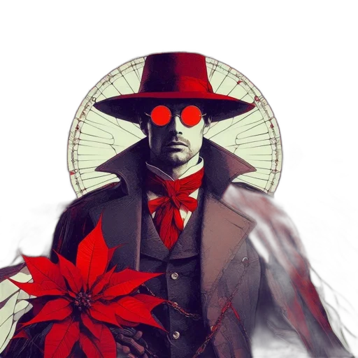 hat, jacket, flower, concept art transparent PNG cut-out