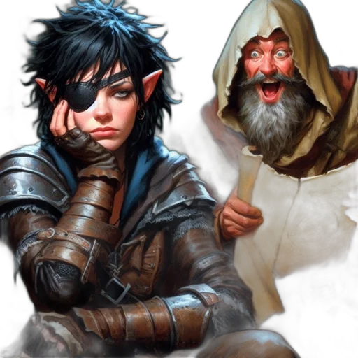fantasy art, concept art, comic book art, two transparent PNG cut-out