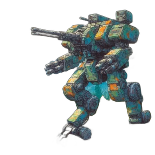 robot, weapon, concept art, 3d render transparent PNG cut-out