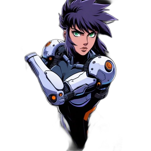 robot, weapon, jacket, face transparent PNG cut-out