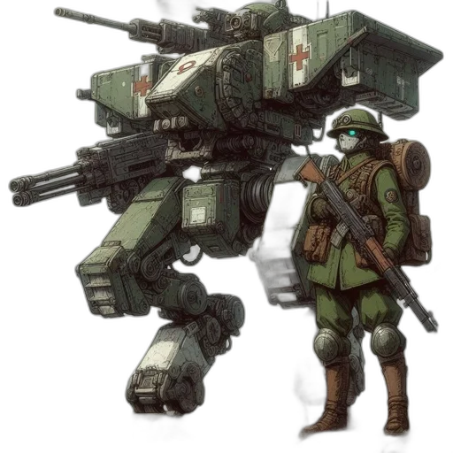 robot, weapon, concept art, fantasy art transparent PNG cut-out