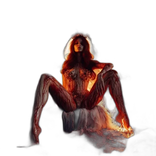 creature, dress, hair, concept art transparent PNG cut-out