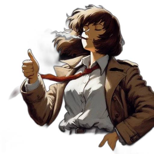 jacket, staff, weapon, face transparent PNG cut-out