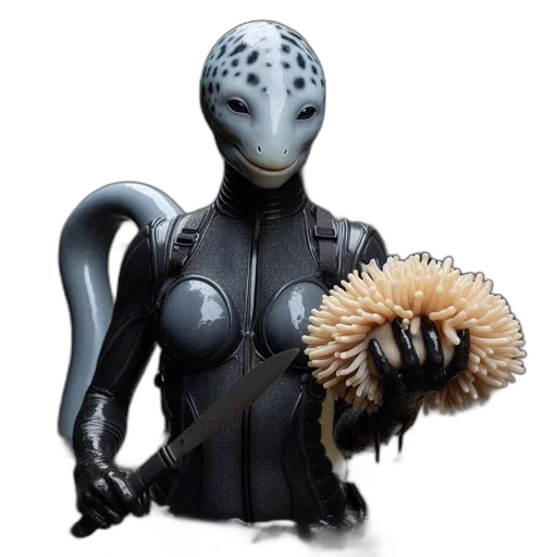 robot, mask, creature, staff transparent PNG cut-out