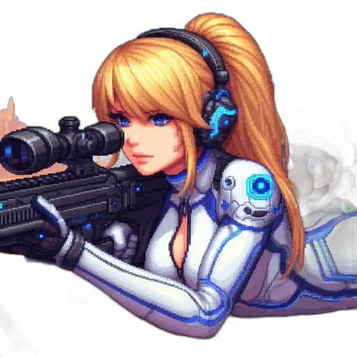 weapon, robot, staff, pixel art transparent PNG cut-out