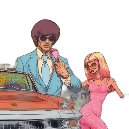 car, comic book art, concept art, cartoon transparent PNG cut-out