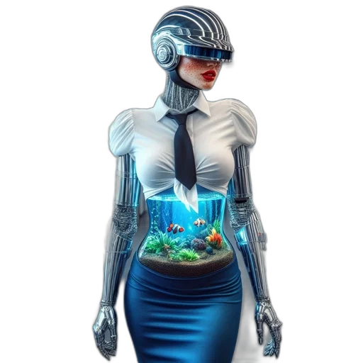robot, dress, cyberpunk, concept art transparent PNG cut-out