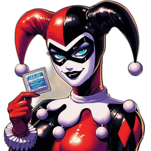 comic book art, concept art, jester-like, female transparent PNG cut-out