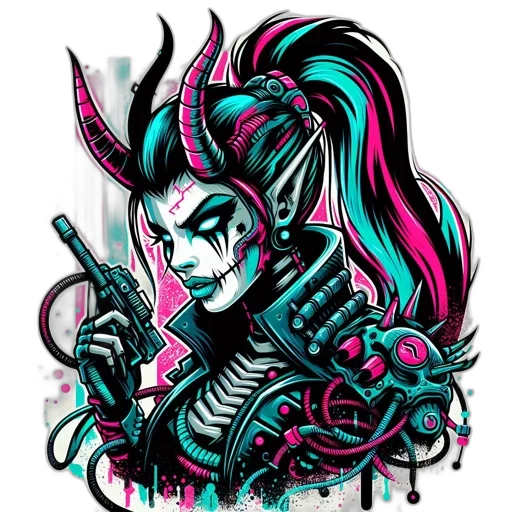dragon, cyberpunk, fantasy art, pixel art transparent PNG cut-out