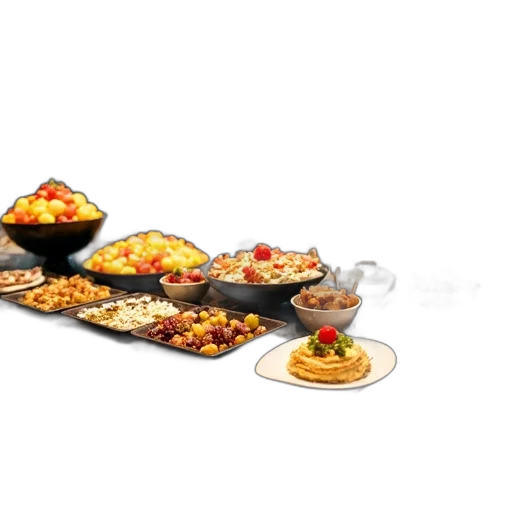 food, 3d render, concept art, buffet transparent PNG cut-out