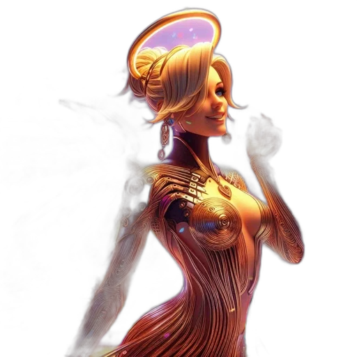 dress, robot, concept art, fantasy art transparent PNG cut-out