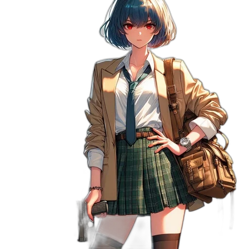 jacket, dress, staff, weapon transparent PNG cut-out