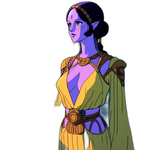 dress, staff, jewelry, concept art transparent PNG cut-out
