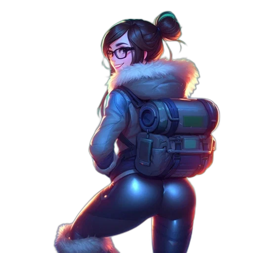 jacket, robot, weapon, staff transparent PNG cut-out