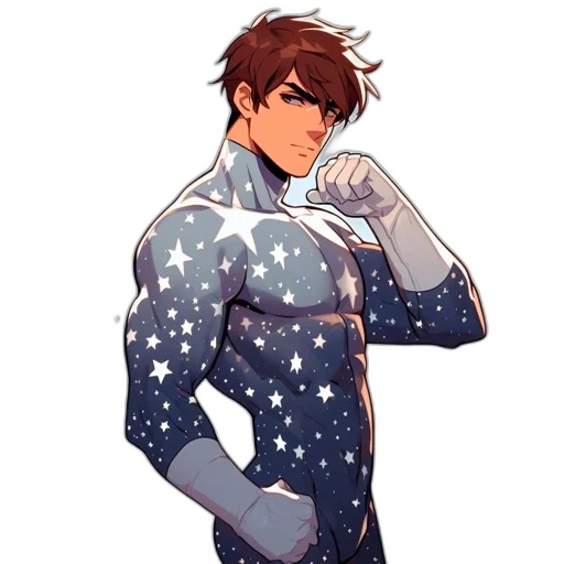 jacket, staff, robot, comic book art transparent PNG cut-out