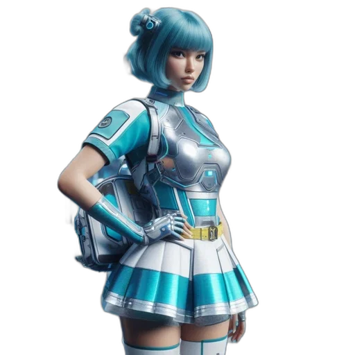 robot, dress, concept art, 3d render transparent PNG cut-out