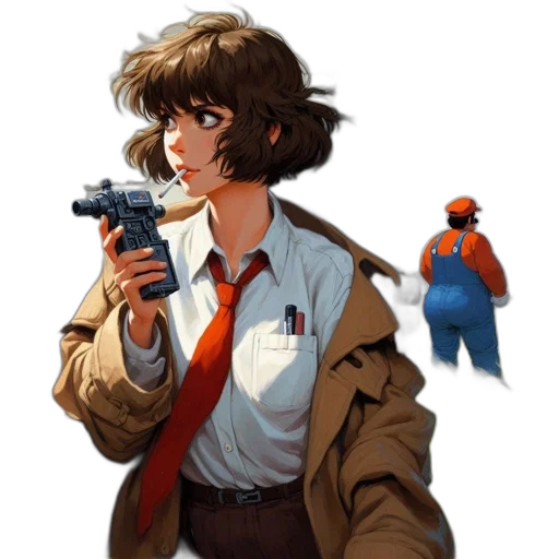 jacket, weapon, concept art, comic book art transparent PNG cut-out