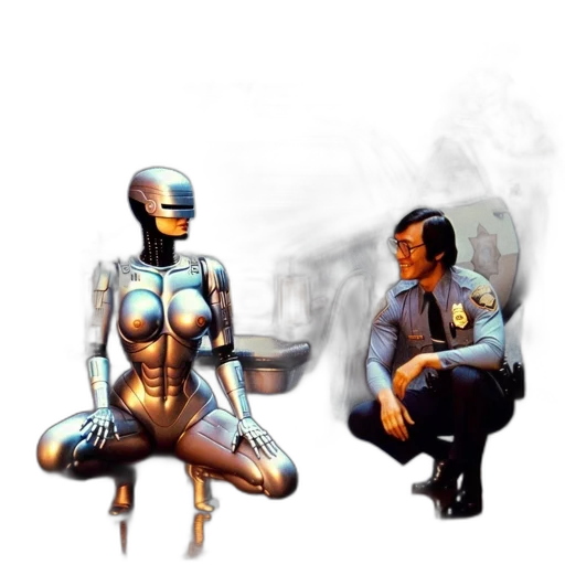 robot, concept art, cyberpunk, 3d render transparent PNG cut-out