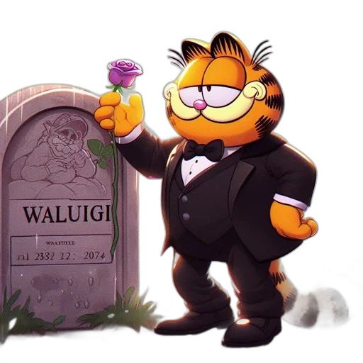 cartoon, concept art, vaporwave, garfield transparent PNG cut-out