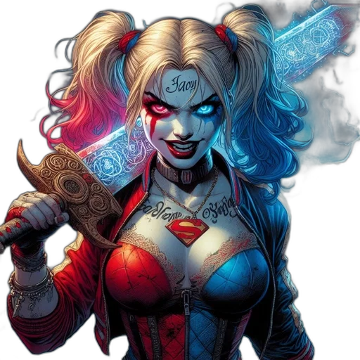 comic book art, concept art, fantasy art, harley transparent PNG cut-out