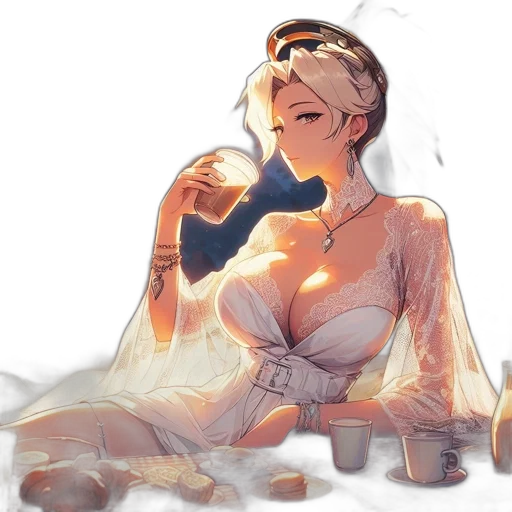 dress, crown, jewelry, staff transparent PNG cut-out