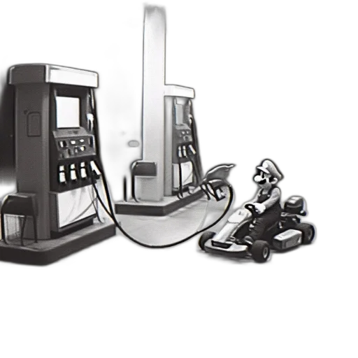 concept art, night, gas, station transparent PNG cut-out