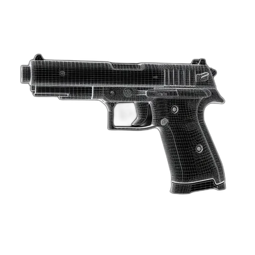 weapon, photorealistic, wireframe, model transparent PNG cut-out