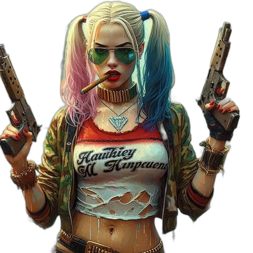 jacket, weapon, comic book art, cyberpunk transparent PNG cut-out