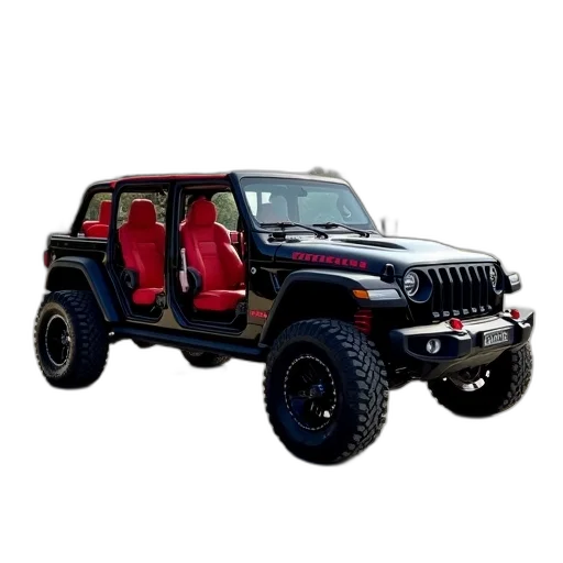 car, 3d render, black, red transparent PNG cut-out