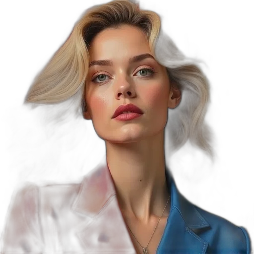 face, jacket, hair, jewelry transparent PNG cut-out