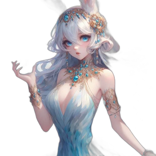 dress, dragon, jewelry, staff transparent PNG cut-out