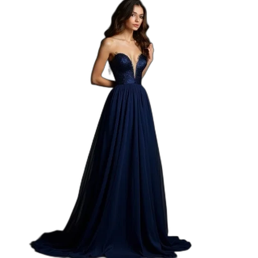 dress, blue, dark, girl transparent PNG cut-out