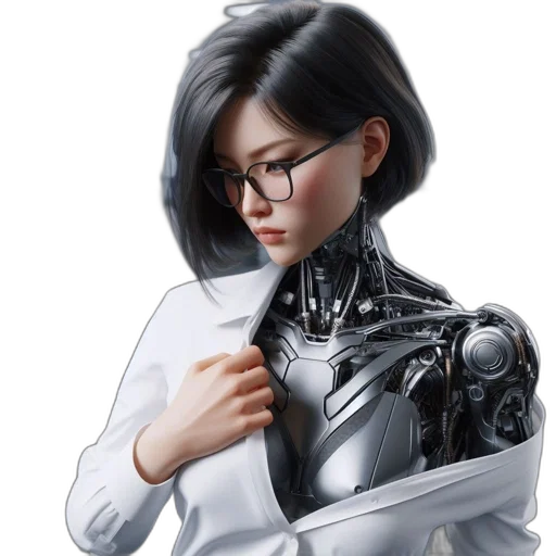 robot, cyberpunk, concept art, photorealistic transparent PNG cut-out