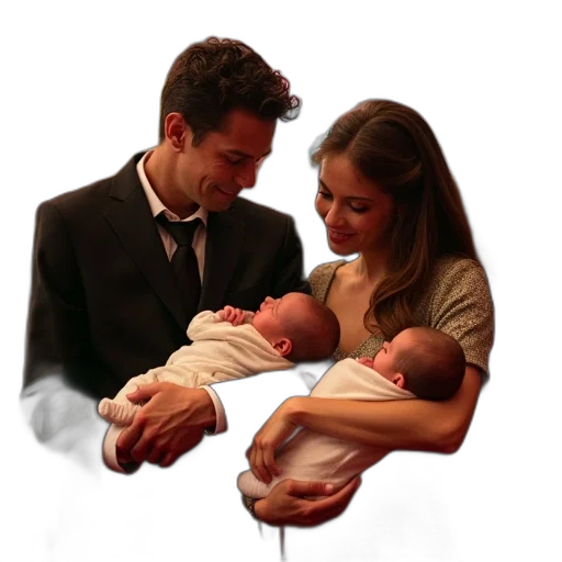 photorealistic, couple, holding, their transparent PNG cut-out
