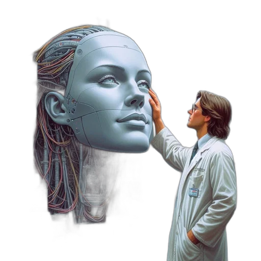 face, mask, robot, hair transparent PNG cut-out