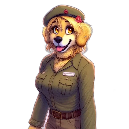 staff, jacket, hat, animal transparent PNG cut-out