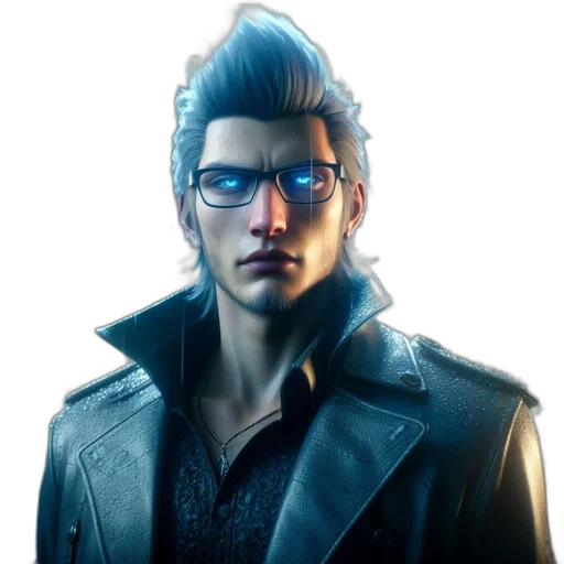 jacket, face, staff, cyberpunk transparent PNG cut-out