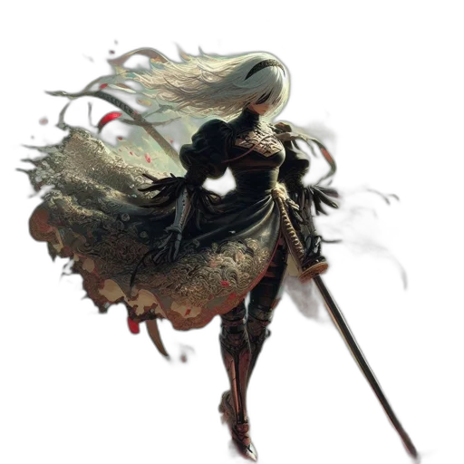 mask, hair, dragon, sword transparent PNG cut-out