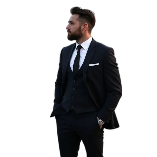 jacket, staff, face, photorealistic transparent PNG cut-out